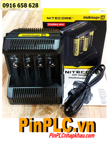 Nitecore i8, Máy sạc pin NItecore i8, sạc được 1 đến 8 pin Lithium Li-Ion, NiMh, NiCd  chính hãng 